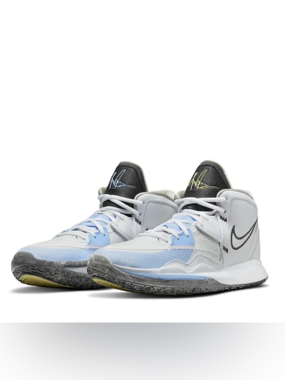 Nike Kyrie White and Light marine 
Mid-Top Basketball Shoes with Black Accents